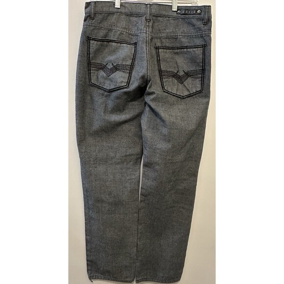 Vintage Light Black Wash Jeans Size 36 Embroidered Back Pockets Y2K Grunge Loose - Picture 2 of 4
